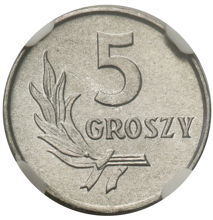 PRL. 5 groszy 1968 aluminium NGC MS66